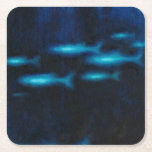 Blue Translucent Fish Silhouettes Square Paper Coaster<br><div class="desc">This vibrant fine art print of a group of blue translutent fish swimming will be a great addition to any Zazzle product and will bring a great pop of color. Get it today!</div>
