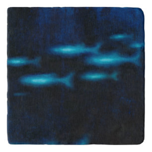 Blue Translucent Fish Silhouettes Trivet