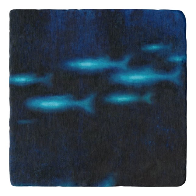 Blue Translucent Fish Silhouettes Trivet (Front)