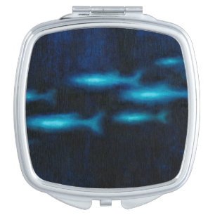 Blue Translucent Fish Silhouettes Vanity Mirror