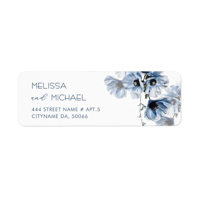Blue Transparent Fine Art Flowers  Label (Front)