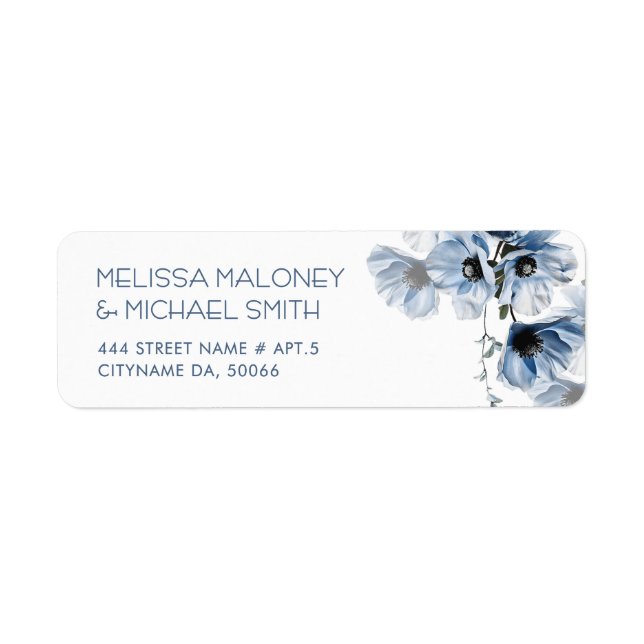 Blue Transparent Fine Art Flowers  Label (Front)