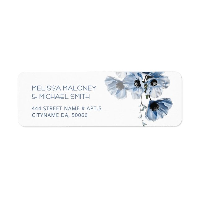 Blue Transparent Fine Art Flowers  Label (Front)