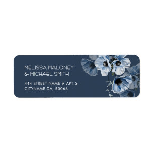 Blue Transparent Fine Art Flowers Label