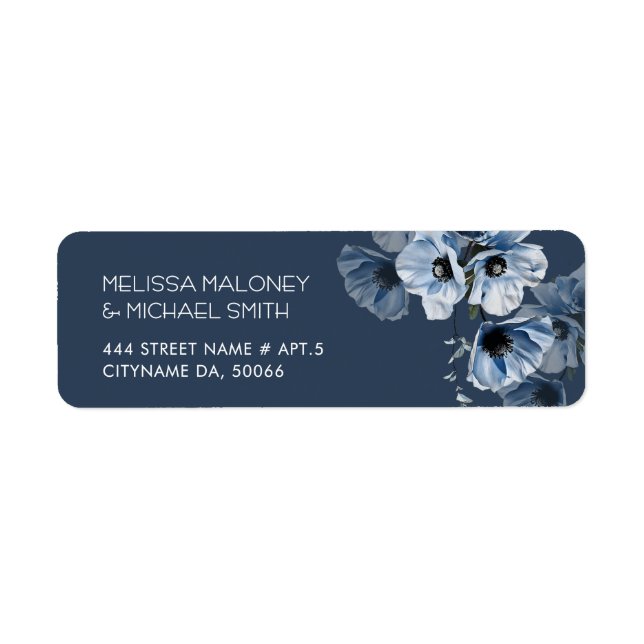 Blue Transparent Fine Art Flowers  Label (Front)