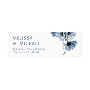 Blue Transparent Fine Art Flowers Label