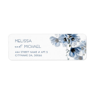 Blue Transparent Fine Art Flowers Label