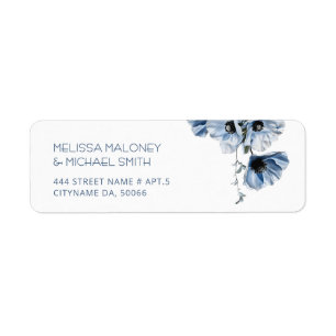 Blue Transparent Fine Art Flowers Label
