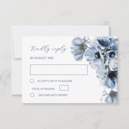 Blue Transparent Flower RSVP Card