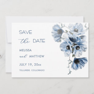 Blue Transparent Flower RSVP Card