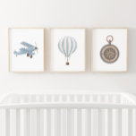 Blue Transportation Nursery Decor Biplane Compass Wall Art Sets<br><div class="desc">Add a finishing touch to your little one's space with this set of 3 transportation prints.</div>