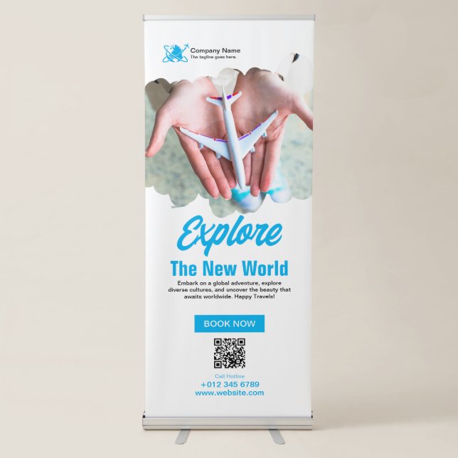 Blue Travel Agency Retractable Banner (Front)