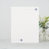 Blue Travel Airplane with dotted line on white (Standing Front)
