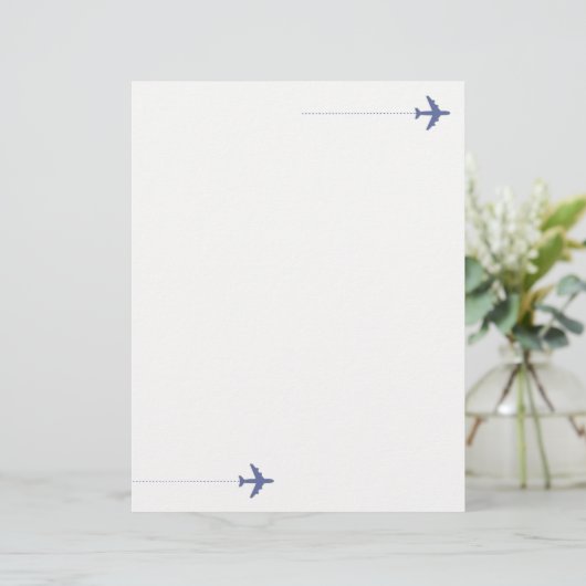 Blue Travel Airplane with dotted line on white (Standing Front)