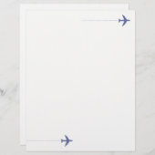 Blue Travel Airplane with dotted line on white (Front/Back)