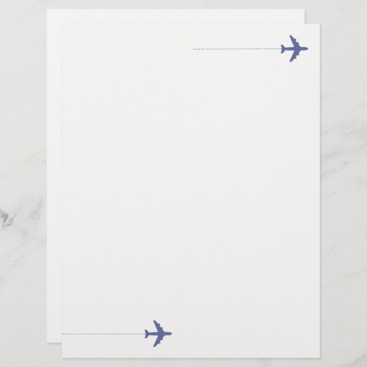 Blue Travel Airplane with dotted line on white (Front/Back)