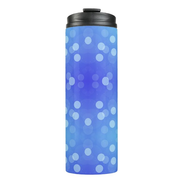 Blue travel mug with a black lid  (Front)