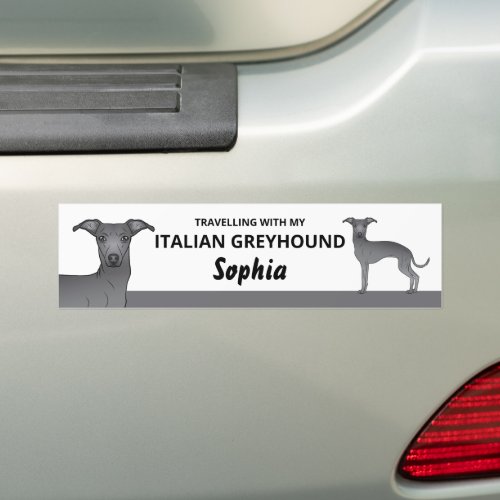 Blue _ Traveling With My Italian Greyhound Dog Bumper Sticker