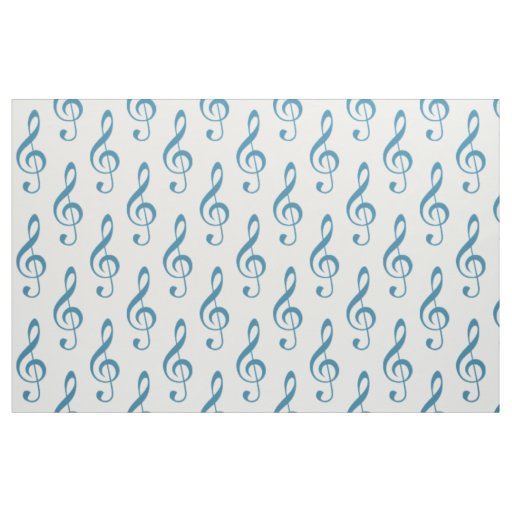 Blue Treble Clef Pattern Fabric