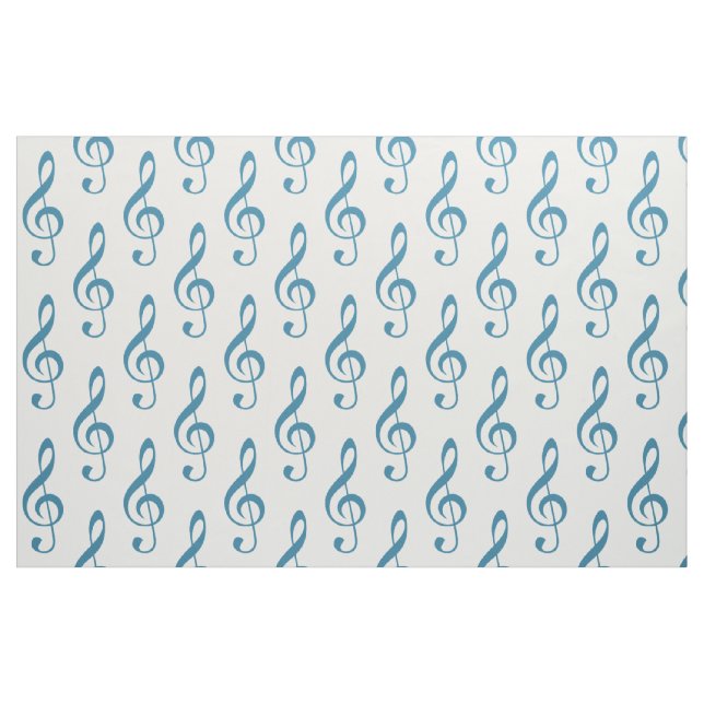 Blue Treble Clef Pattern Fabric (Fat Quarter)