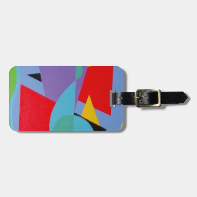 Blue Treble Clef Rhythm Luggage Tag (Front Horizontal)