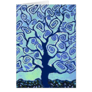 Blue Tree Abstract Art Cards