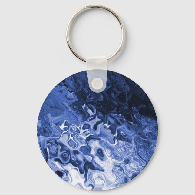 Blue Tree Abstract Keychain (Front)