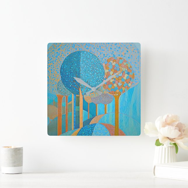 Blue Tree Abstract Wall Clock (Home)