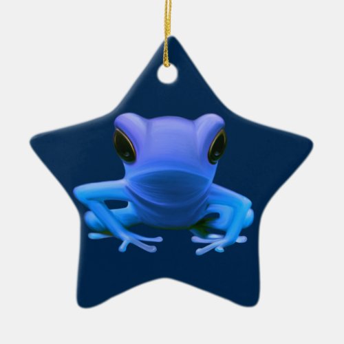 Blue Tree Frog Ceramic Ornament