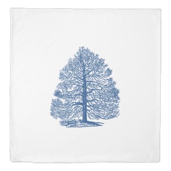 Blue Tree In Winter Country Cottege Reversible Duv Duvet Cover by PineAndBerry at Zazzle
