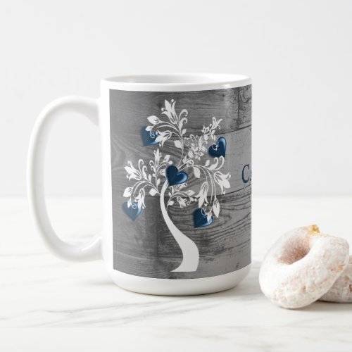 Blue Tree of Hearts Personalized Coffee Mug