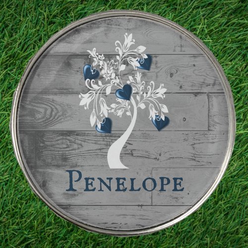 Blue Tree of Hearts Personalized Golf Ball Marker