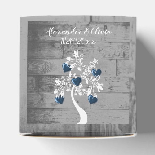 Blue Tree of Hearts Wedding Favor Box