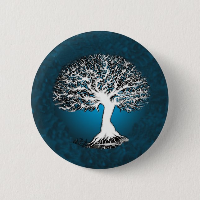 Blue Tree of Life Pinback Button (Front)