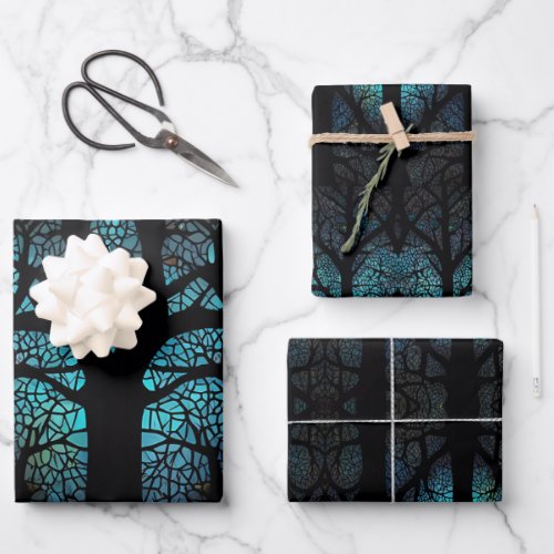Blue Tree of Life Wrapping Paper Sheets