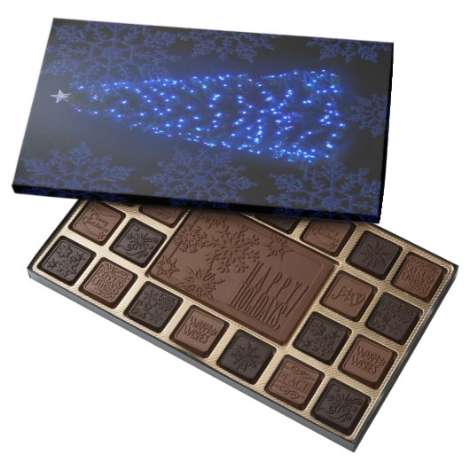 Blue Tree & Subliminal Snow Flakes Decorative Box (Opened)