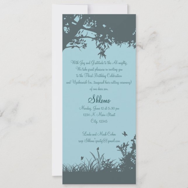 Blue Tree Upshernish Invitation (Front)