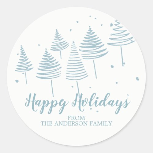 Blue Treers Christmas Sticker