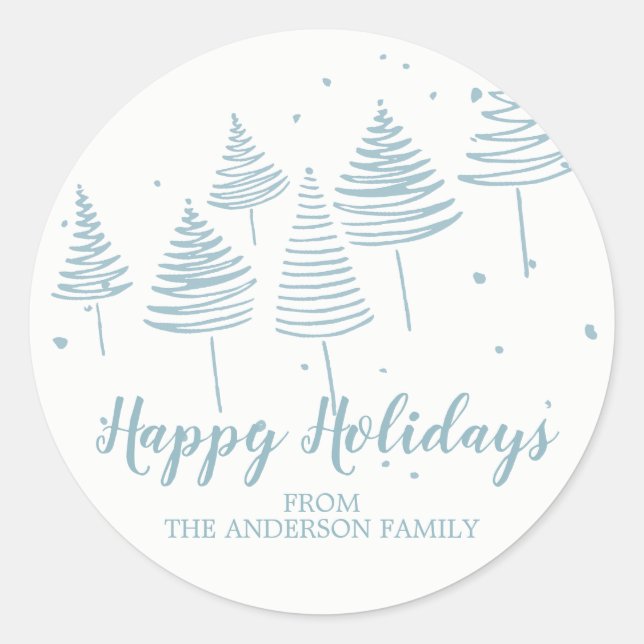 Blue Treers Christmas Sticker (Front)