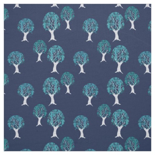 Blue Trees Fabric