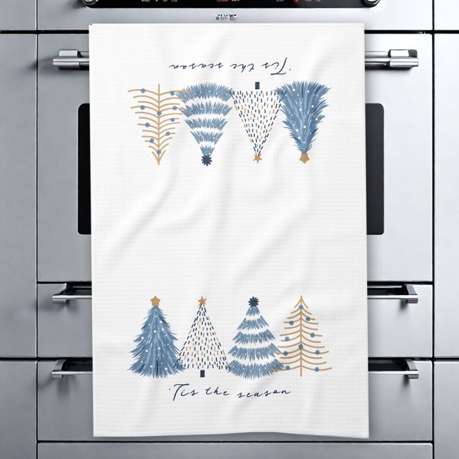 Blue Trees Modern Simple Christmas Holiday Kitchen Towel (Blue Trees Modern Simple Christmas Holiday Kitchen Towel)