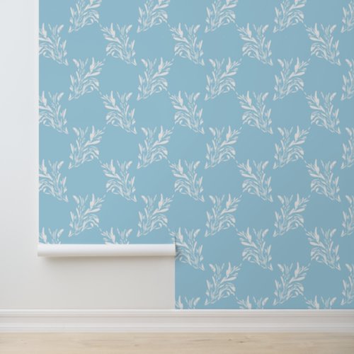 Blue Trellis Botanical pattern Wallpaper