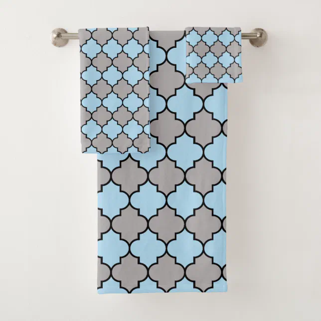 Blue Trellis, Quatrefoil, Moroccan Lattice Bath Towel Set | Zazzle