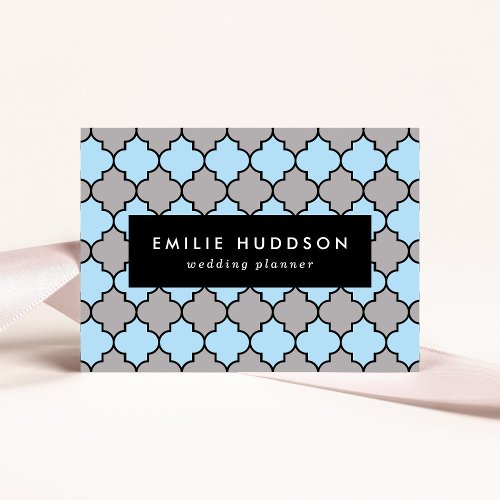 Blue Trellis Quatrefoil Moroccan Lattice Business Card