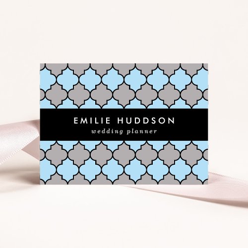 Blue Trellis Quatrefoil Moroccan Lattice Business Card