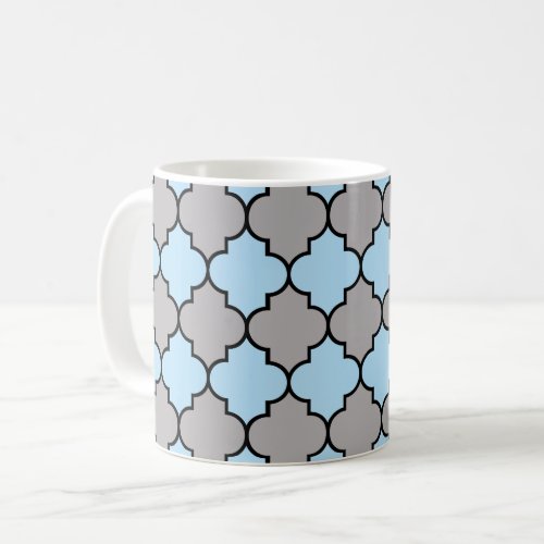 Blue Trellis Quatrefoil Moroccan Lattice Coffee Mug