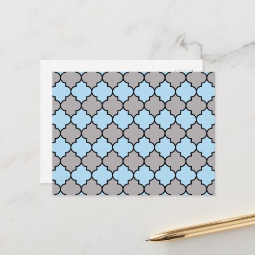 Blue Trellis Quatrefoil Moroccan Lattice Postcard