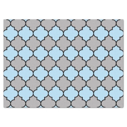 Blue Trellis Quatrefoil Moroccan Lattice Tissue Paper