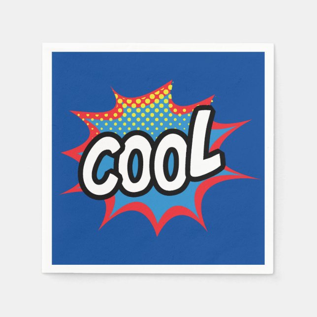 Blue Trendy Cool Pop art Napkins (Front)