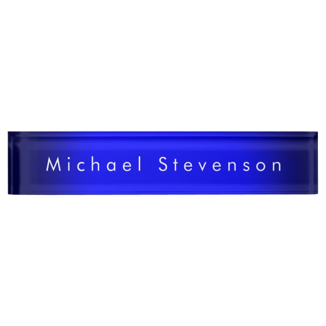 Blue Trendy Modern Professional Desk Name Plate (Front)